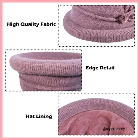 Winter Knit Vintage Bucket Hat 70% Acrylic 30% Cony Hair Cotton main image 6